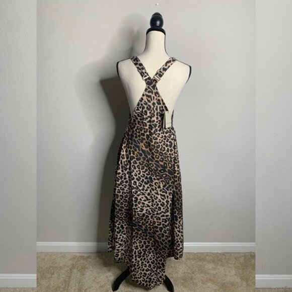 NWT All Saints Lil Leppo Brown Animal Print Asymmetrical Mini Dress - Picture 10 of 17